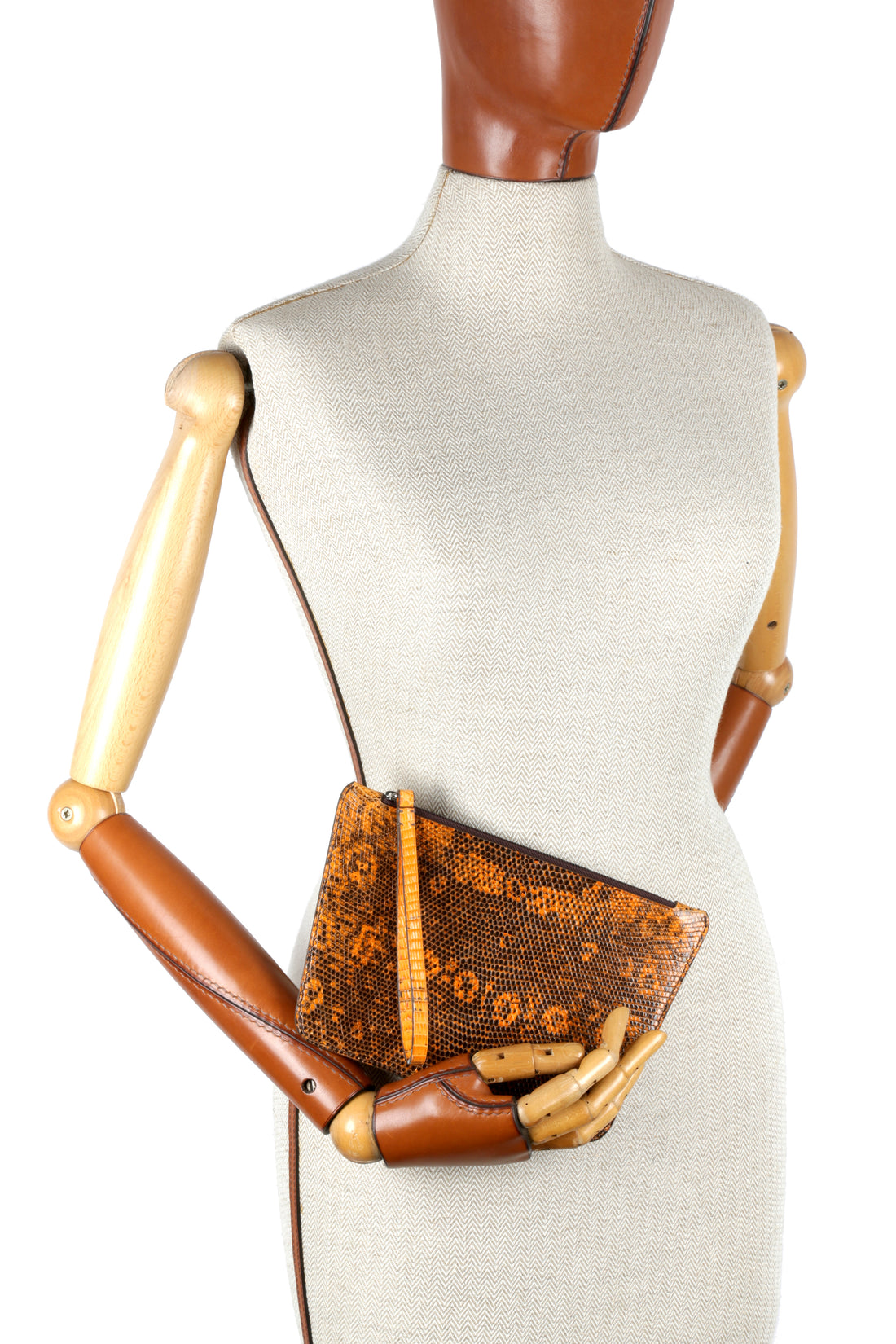 POCHETTE TRAPÈZE 22 - LÉZARD ORANGE