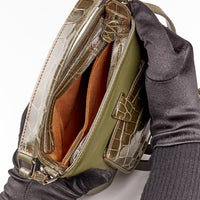 LESLIE 18 - VEAU CROCODILE VERT KAKI
