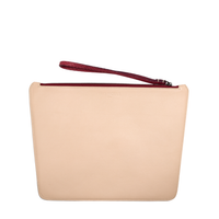 POCHETTE TRAPÈZE 29 - VEAU BICOLORE BLANC CASSÉ ET ROSE