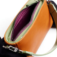 LYNN 19 - VEAU NOVONAPPA® CAMEL ET VEAU VERNIS VERT