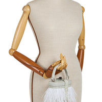 IVY 14 MINI - CROCODILE BRUME ET PLUMES BLANC