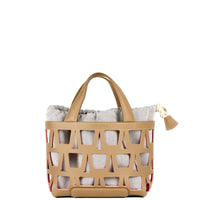 KAYLA TOTE 33 - VEAU GRÈGE ET TOILE ECRU