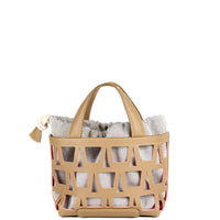 KAYLA TOTE 33 - VEAU GRÈGE ET TOILE ECRU