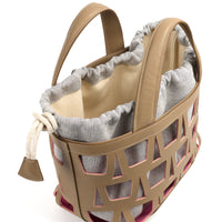KAYLA TOTE 33 - VEAU GRÈGE ET TOILE ECRU