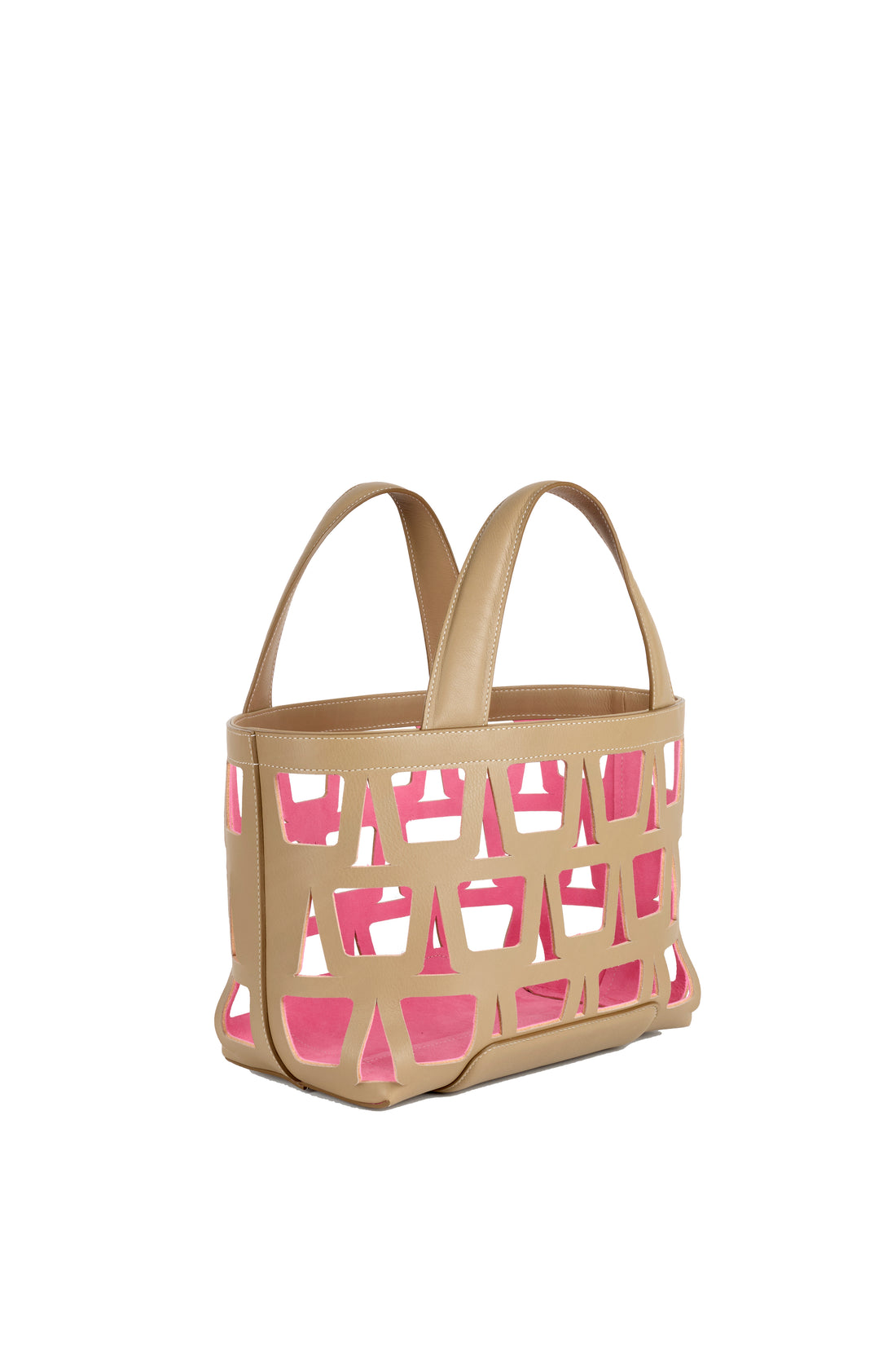 KAYLA TOTE 33 - VEAU GRÈGE ET TOILE ECRU