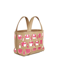 KAYLA TOTE 33 - VEAU GRÈGE ET TOILE ECRU