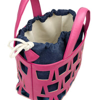 KAYLA TOTE 33 - VEAU GROSEILLE & DENIM