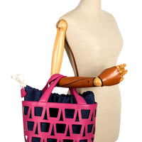 KAYLA TOTE 33 - VEAU GROSEILLE & DENIM