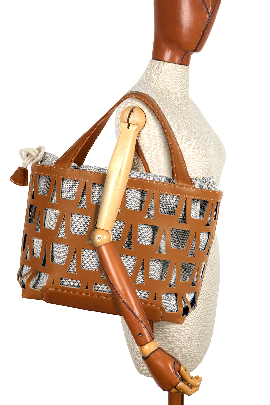 KAYLA TOTE 43 - VEAU BARENIA ET TOILE ECRU