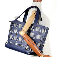 KAYLA TOTE 43 - VEAU ET TOILE MARINE