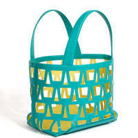 KAYLA TOTE 43 - VEAU - BLEU / TOILE - ÉCRU