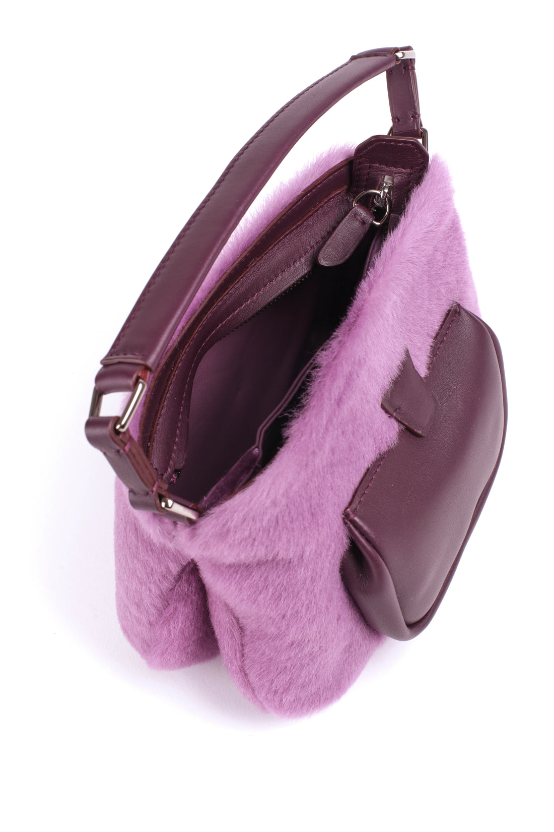 LESLIE 18 - SHEARLING PARME ET VEAU AUBERGINE