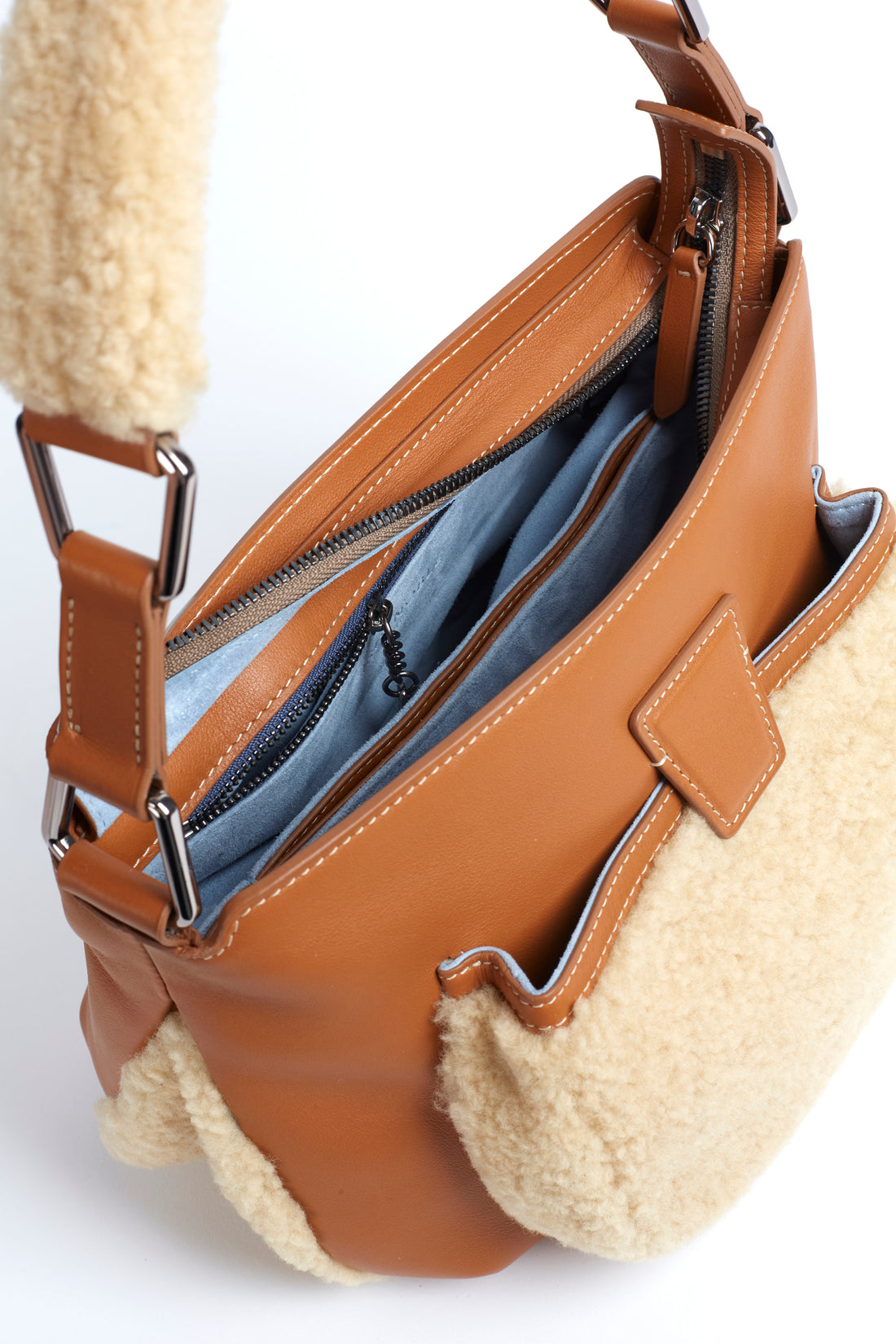 LESLIE 25 - VEAU CARAMEL ET SHEARLING SABLE