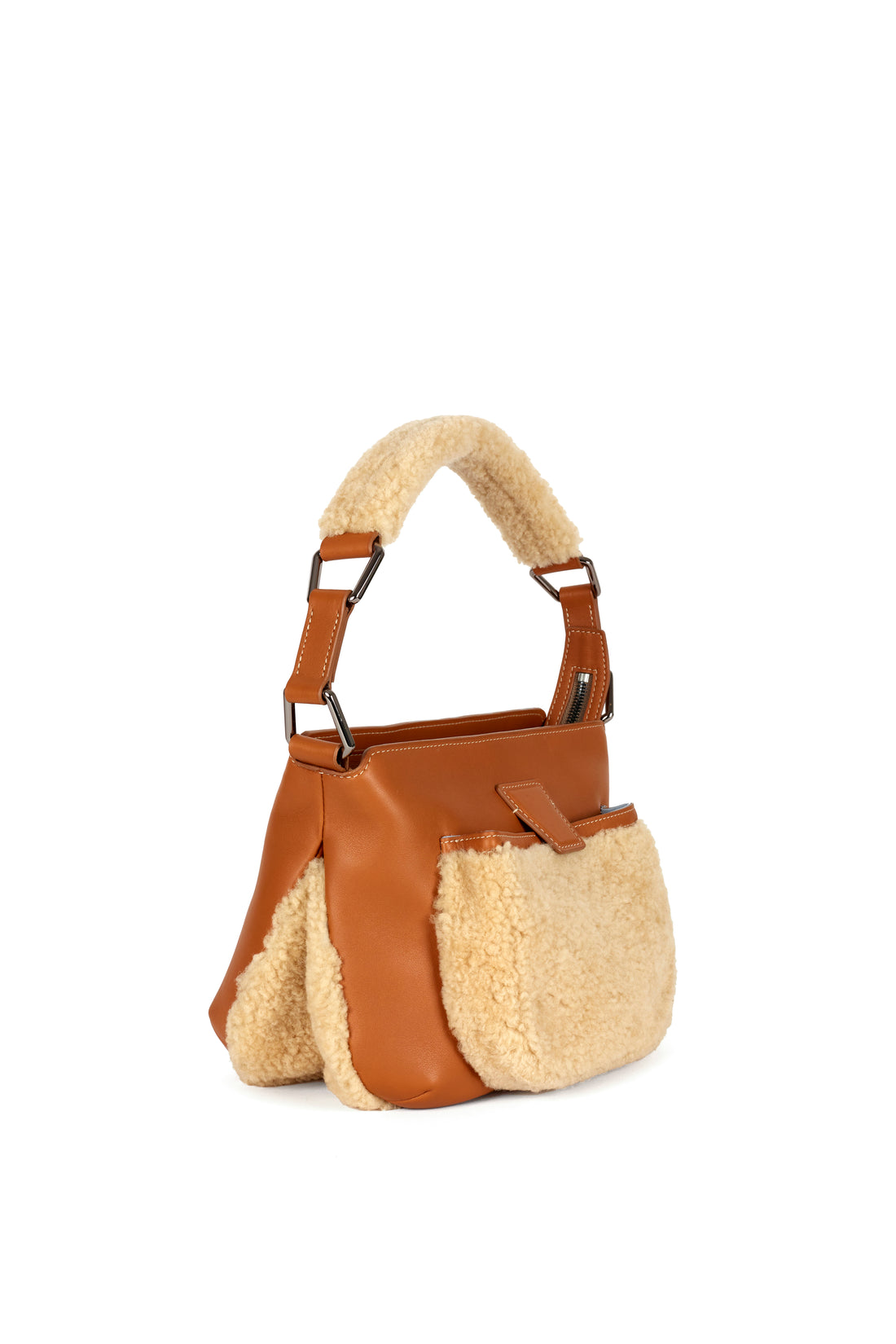 LESLIE 25 - VEAU CARAMEL ET SHEARLING SABLE