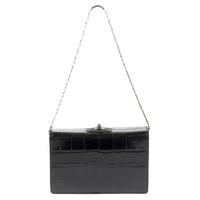 MINAL 18 - CROCODILE NOIR ET FERMOIR SERTIS DE SPINELLES NOIR