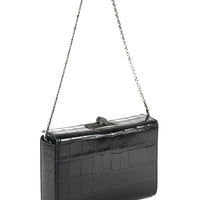 MINAL 18 - CROCODILE NOIR ET FERMOIR SERTIS DE SPINELLES NOIR