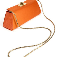MINAL 22 - SATIN ET CROCODILE ORANGE TANGO