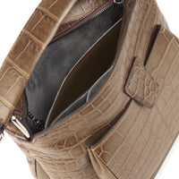 LESLIE 25 - CROCODILE ET VEAU MARRON KAKI