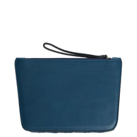 POCHETTE TRAPEZE 25 - SHEARLING ET VEAU PETROLE
