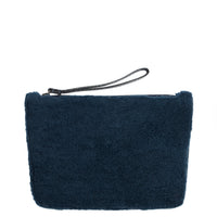 POCHETTE TRAPEZE 25 - SHEARLING ET VEAU PETROLE