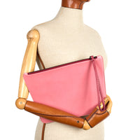POCHETTE TRAPÈZE 29 - VEAU BICOLORE BLANC CASSÉ ET ROSE
