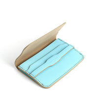 PORTE-CARTE CASTIGLIONE - VEAU BLEU MARINE ET BLEU CIEL