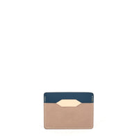 PORTE-CARTE BONAPARTE - VEAU BLEU ECRU ET TAUPE