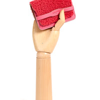 PORTE-CARTE CASTIGLIONE - SHEARLING ET VEAU FRAMBOISE