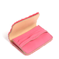 PORTE-CARTE CASTIGLIONE - SHEARLING ET VEAU FRAMBOISE