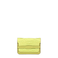PORTE-CARTE CASTIGLIONE - VEAU AZUR ET CROCODILE LIME