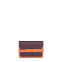 PORTE-CARTE CASTIGLIONE - VEAU ORANGE ET VIN