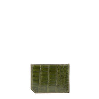 PORTE CARTE MILES - CROCODILE OLIVE VERT