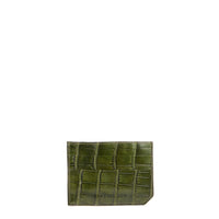 PORTE CARTE MILES - CROCODILE OLIVE VERT