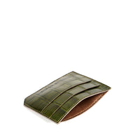 PORTE CARTE MILES - CROCODILE OLIVE VERT