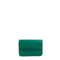 PORTE-CARTE - VEAU ET CROCODILE EMERAUDE