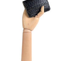 PORTE-CARTE CASTIGLIONE - CROCODILE BLEU MARINE