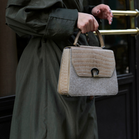 IRIS 23 - LAINE FEUTREE GREGE ET CROCODILE VEAU NOUGAT