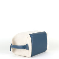 TROUSSE DE TOILETTE - TOILE & VEAU BLEU PETROLE