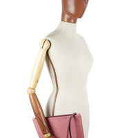 POCHETTE TRAPÈZE 29 - VEAU BICOLORE BLANC CASSÉ ET ROSE