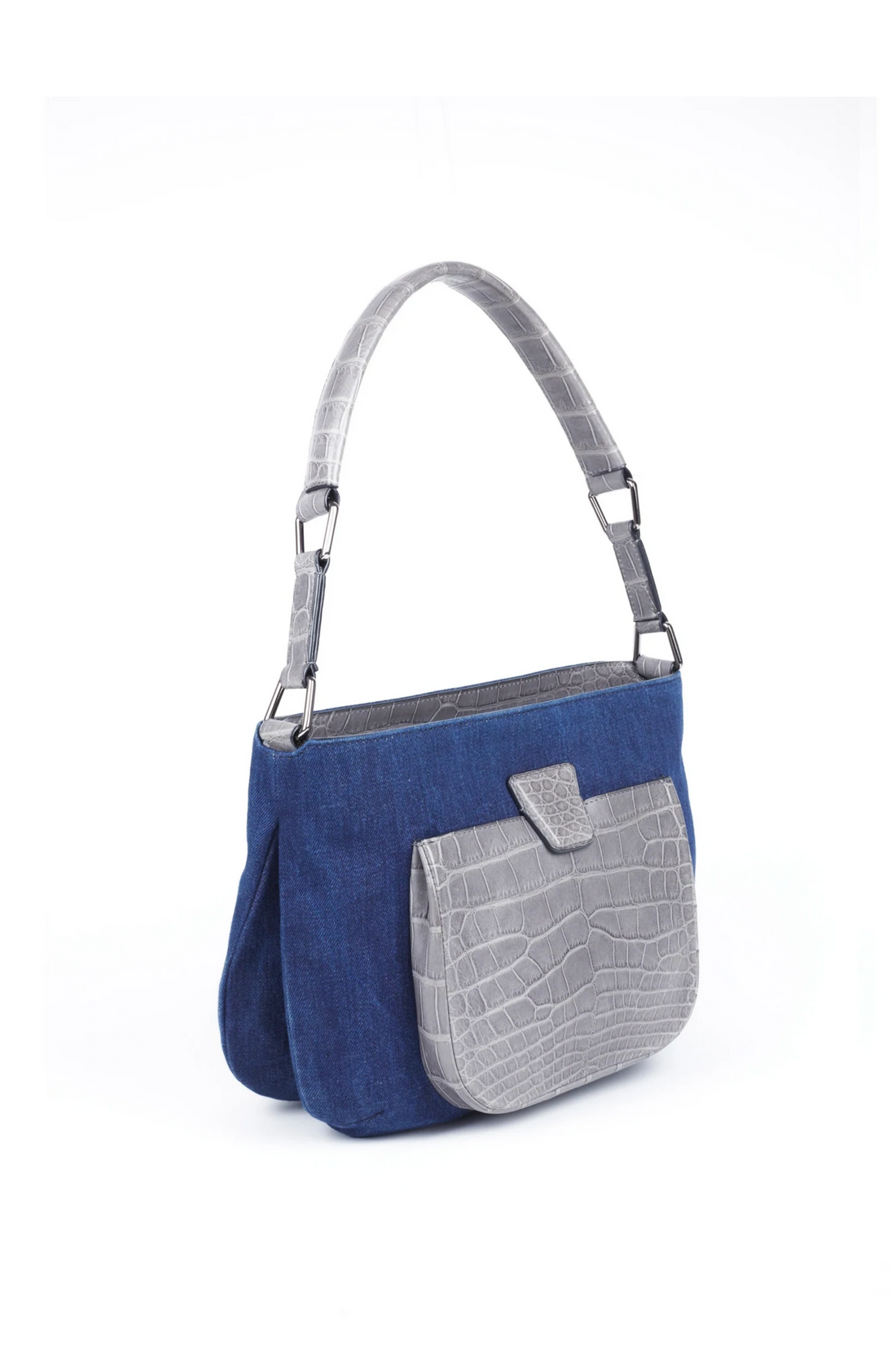 LESLIE 32 - DENIM ET CROCODILE GRIS PLOMB