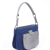 LESLIE 32 - DENIM ET CROCODILE GRIS PLOMB