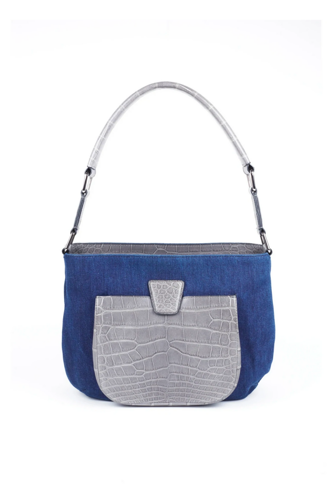 LESLIE 32 - DENIM ET CROCODILE GRIS PLOMB