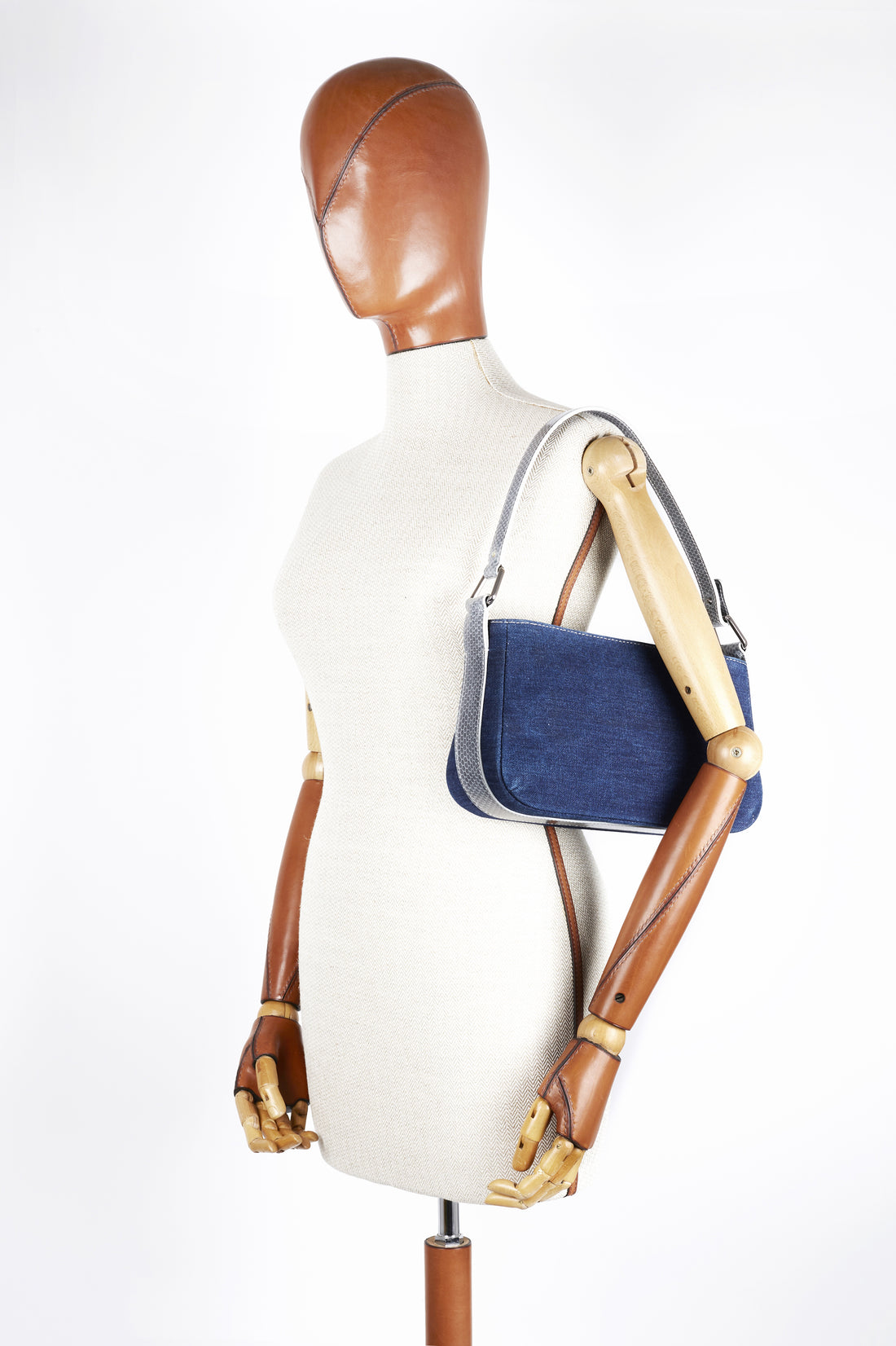 LYNN BAGUETTE - BLUE JEAN ET SNAKE EBONY