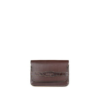 PORTE-CARTE CASTIGLIONE - VEAU ET CROCODILE CHOCOLAT