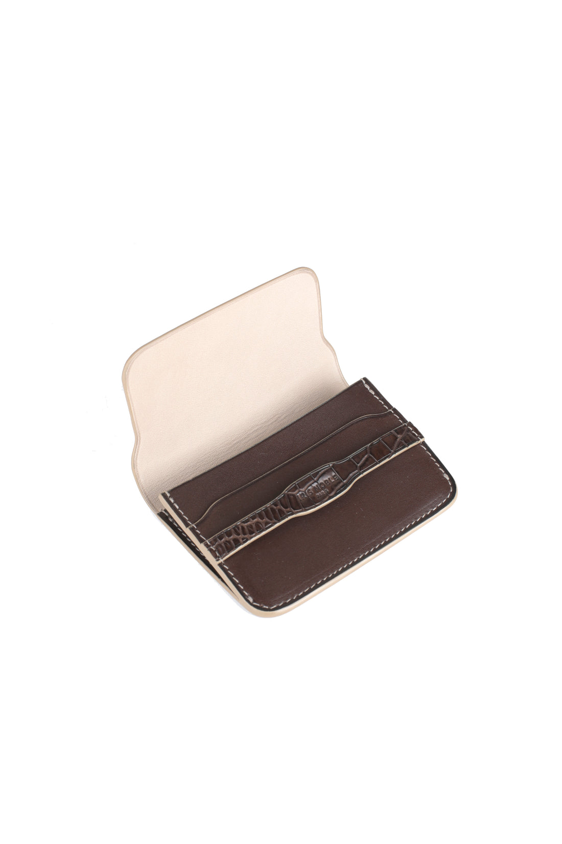 PORTE-CARTE CASTIGLIONE - VEAU ET CROCODILE CHOCOLAT