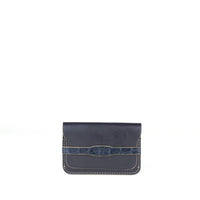 PORTE-CARTE CASTIGLIONE - VEAU ET CROCODILE BLEU NUIT