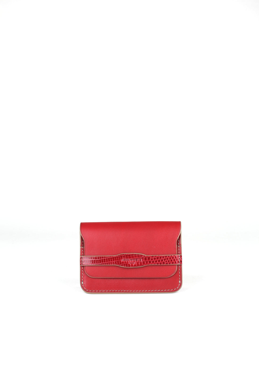 PORTE-CARTE CASTIGLIONE - VEAU ET LÉZARD ROUGE