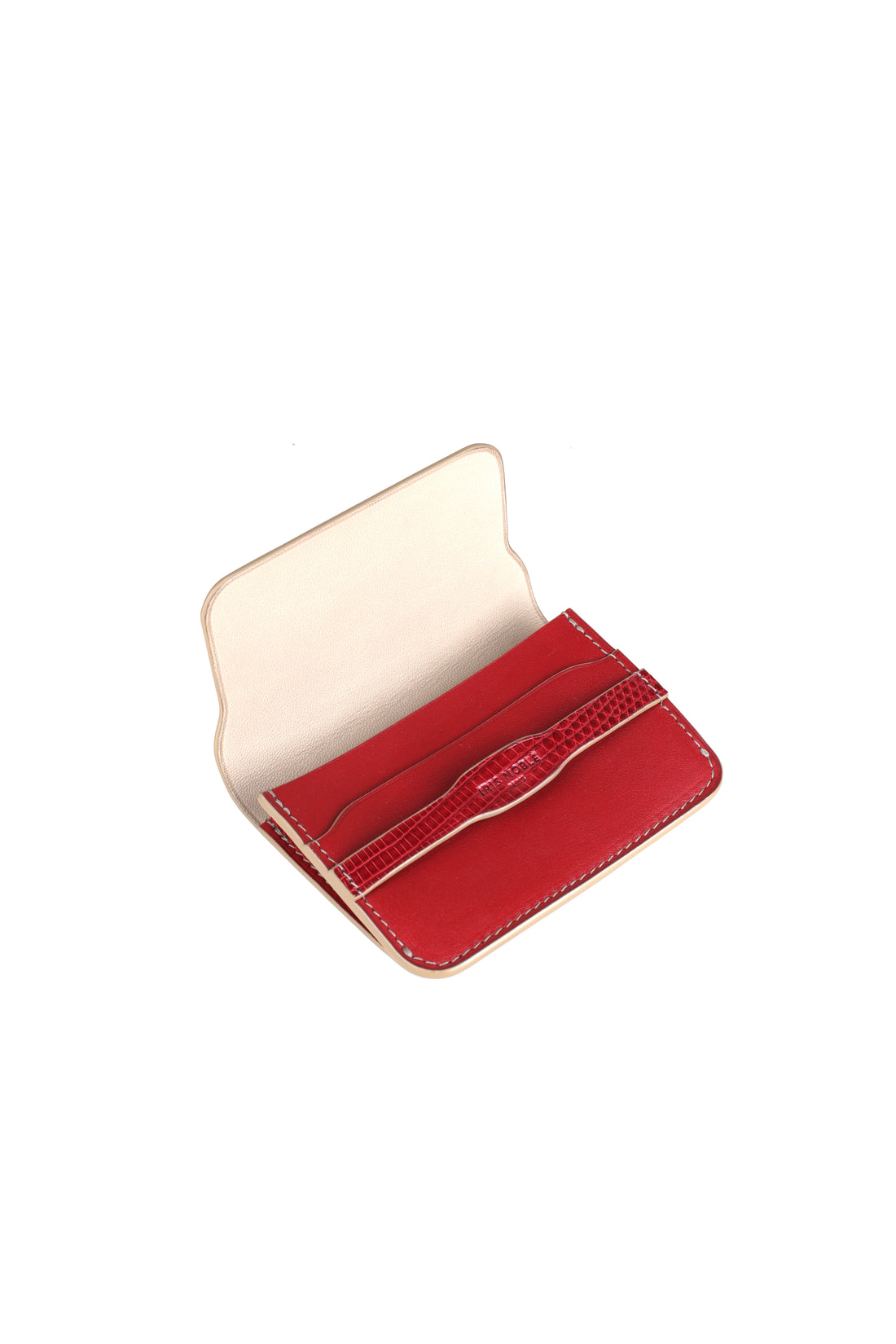 PORTE-CARTE CASTIGLIONE - VEAU ET LÉZARD ROUGE
