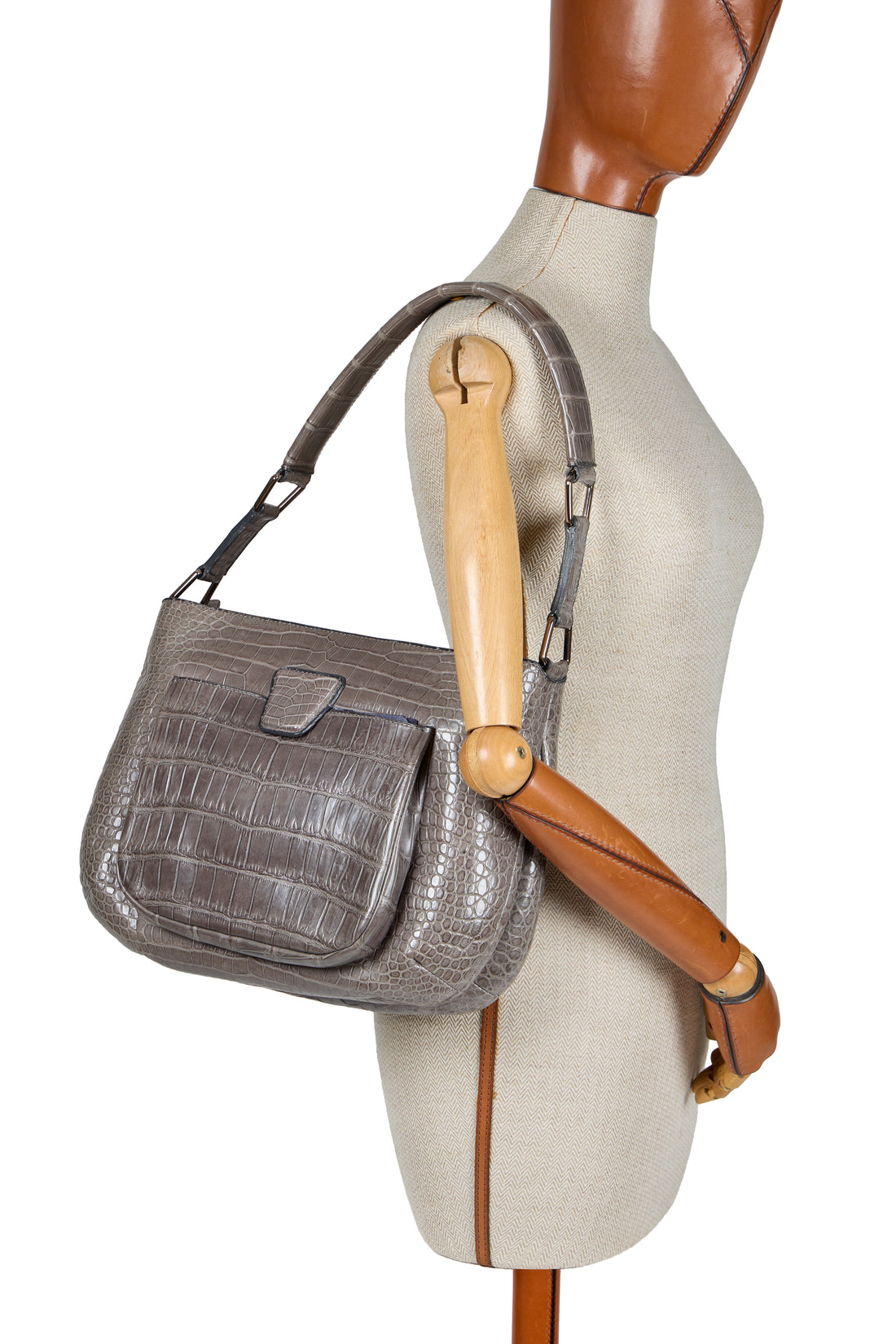 LESLIE 32 - CROCODILE GRIS PLOMB