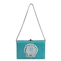 PYTHON TURQUOISE ET PATCH COQUILLAGE